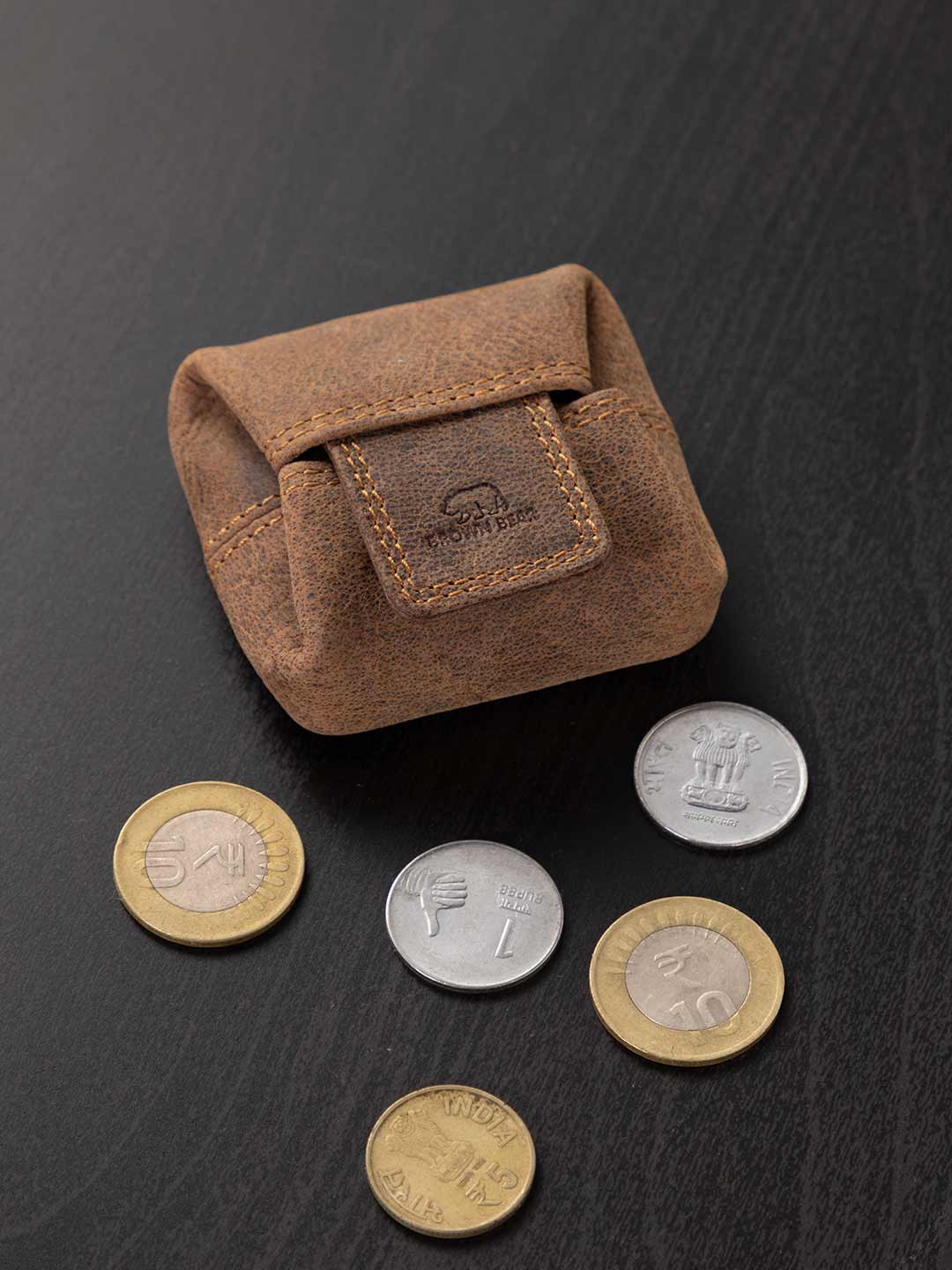 BROWN BEAR Unisex Leather Coin Purse