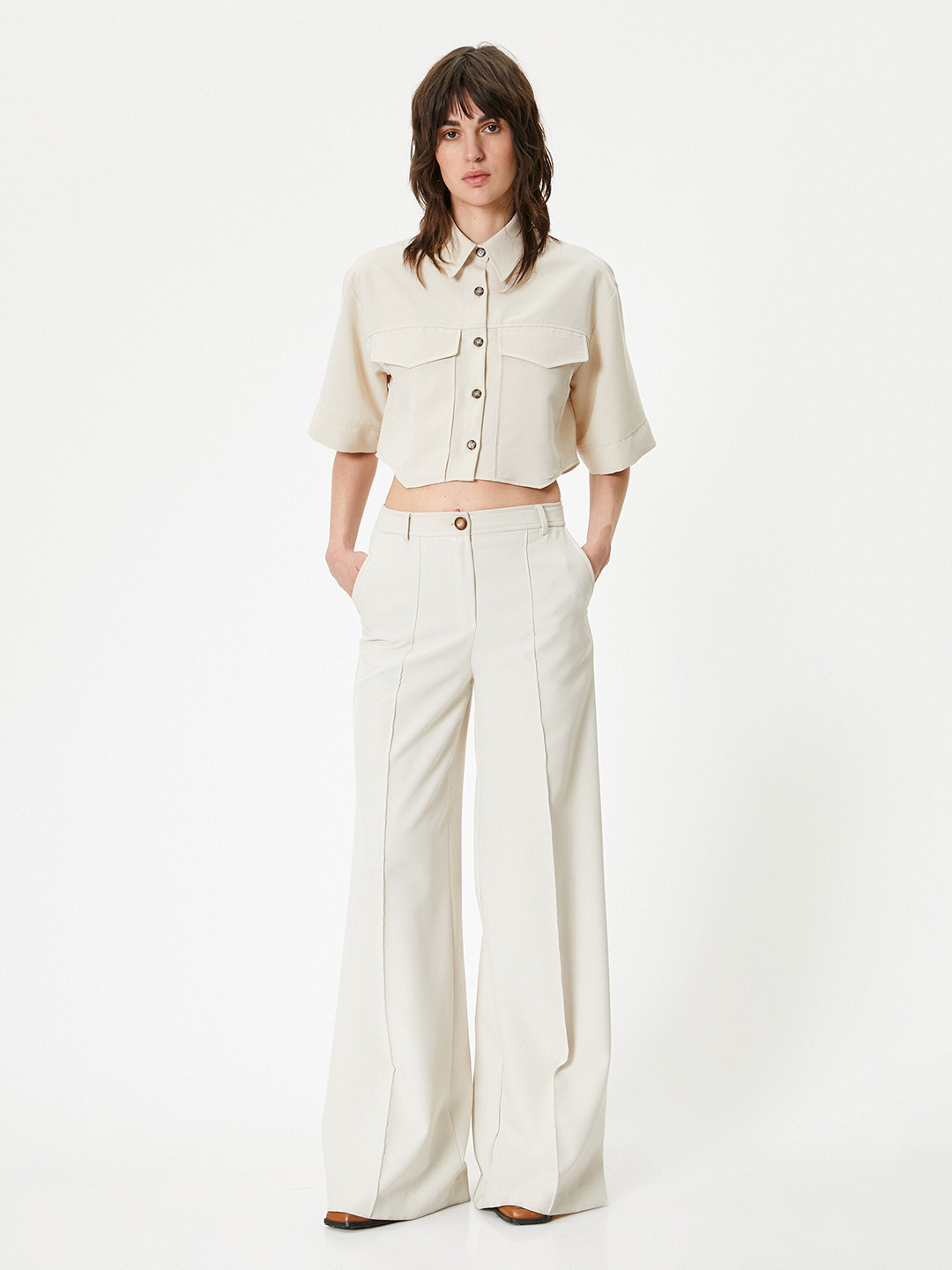 Koton Spread Collar Short Sleeves Model Casual Shirt