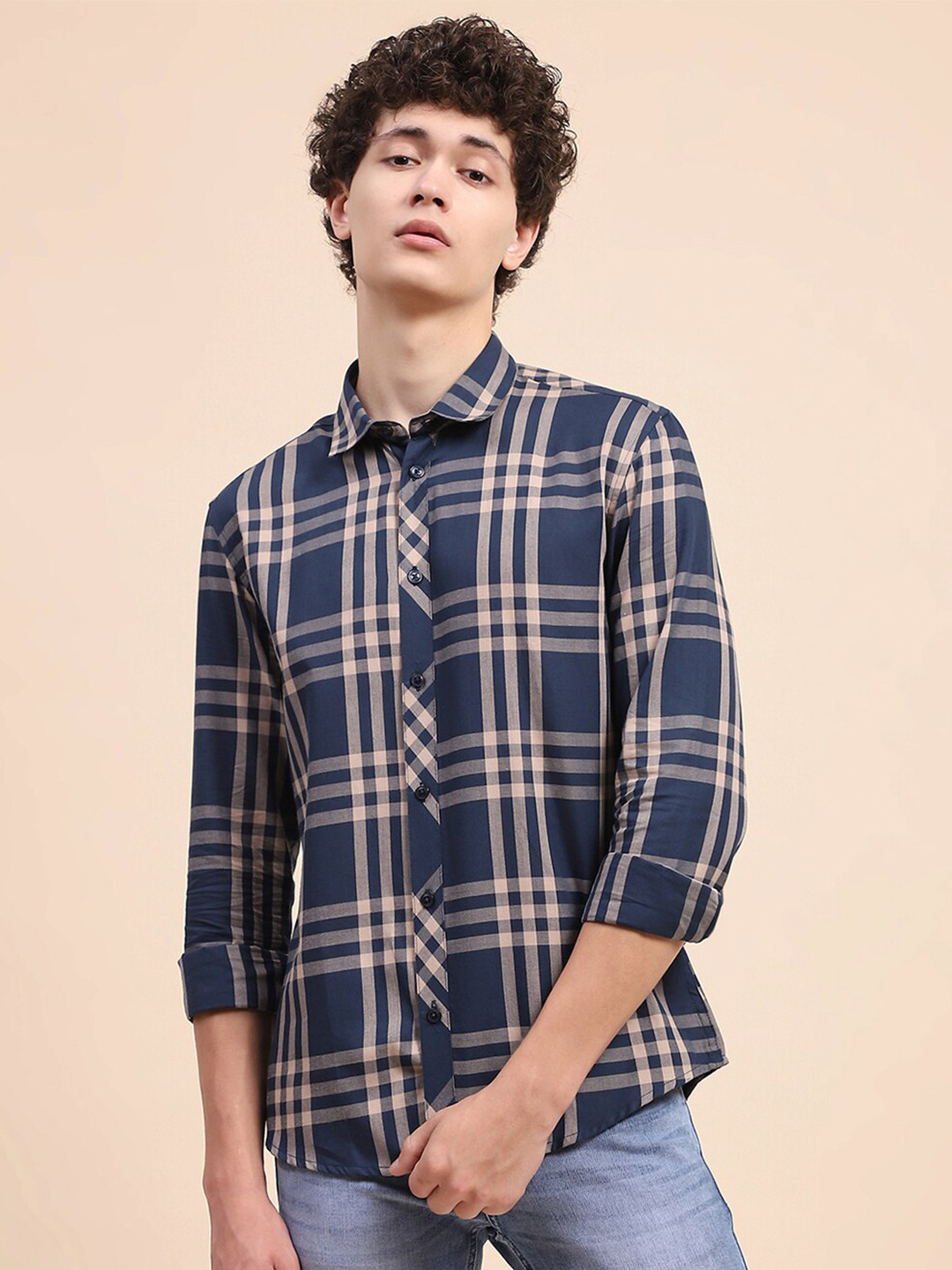 CAMLA Tartan Checks Cotton Checked Casual Regular Fit Shirt