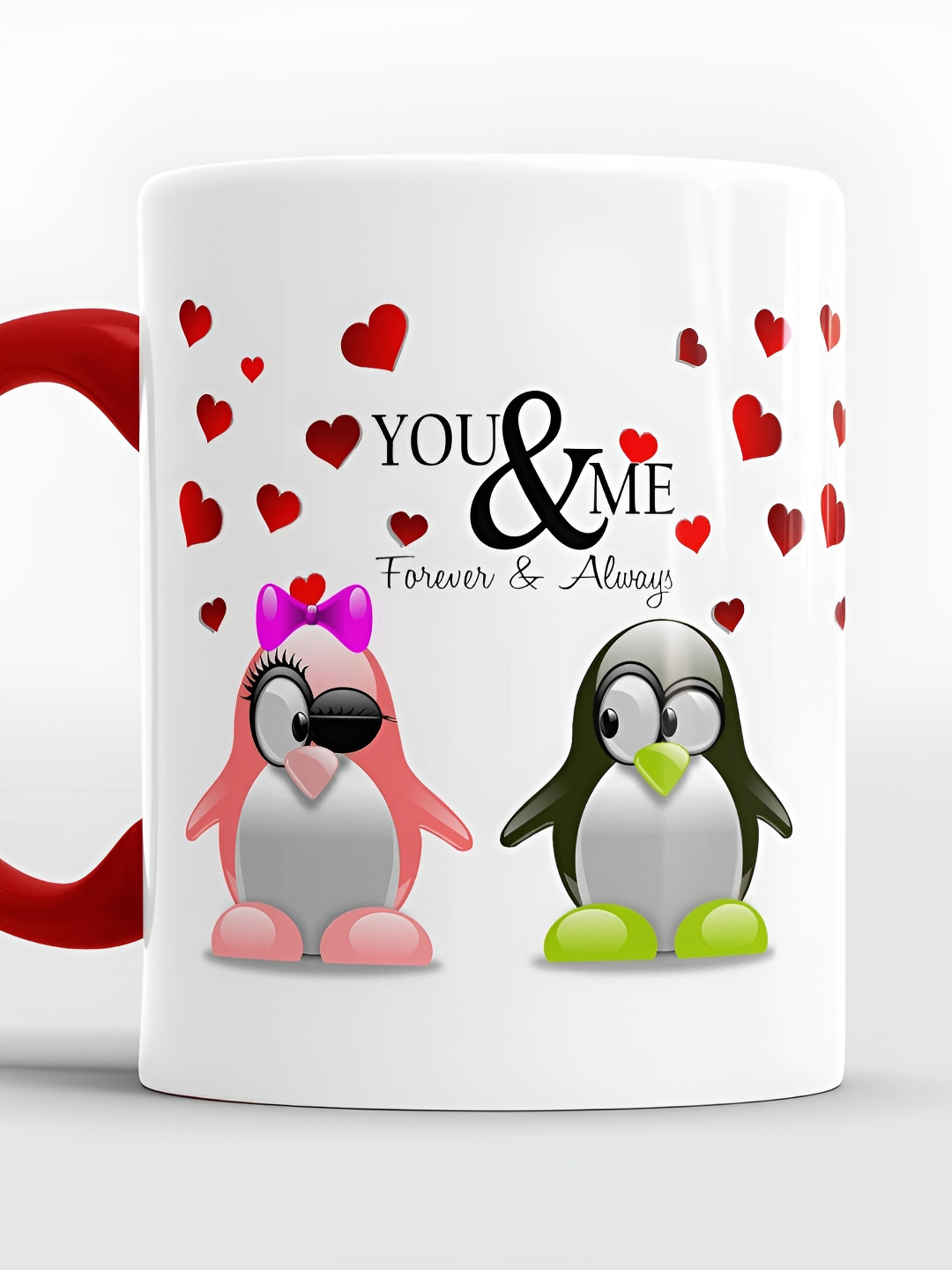 SUBLIKRAFT Red & White Printed Ceramic Glossy Mugs