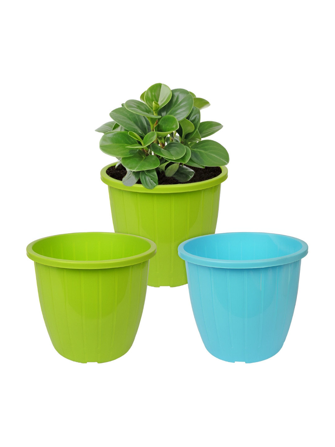 Kuber Industries Green & Blue 3 Pieces Duro Flower Planters