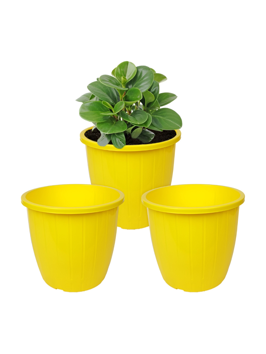 Kuber Industries Yellow 3 Pieces Duro Flower Planters