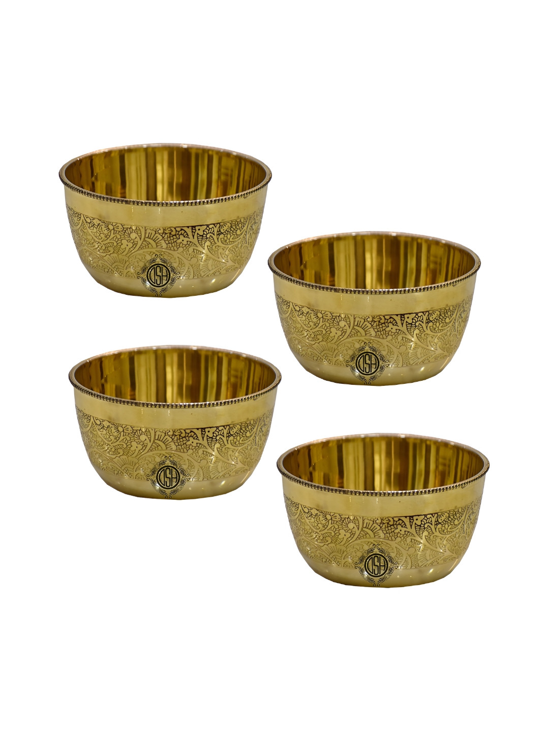 DSH Crafting Your Curiosity Gold Toned 4 Pieces Embossed Brass Bowls