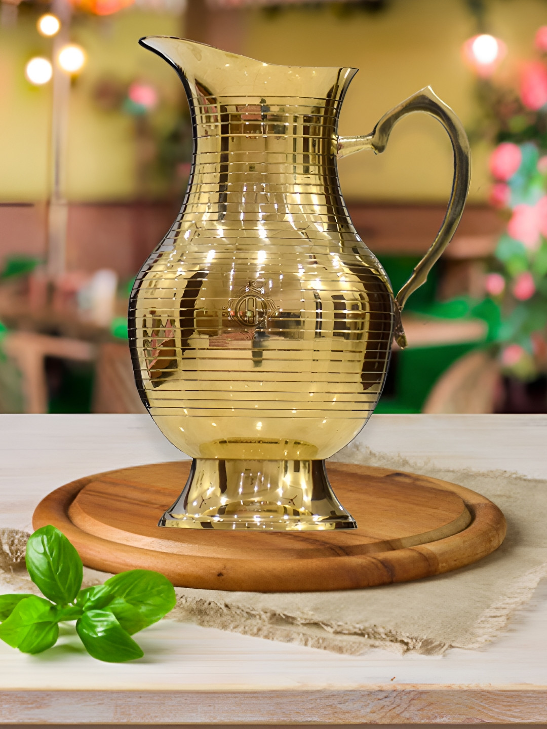 DSH Crafting Your Curiosity Gold Toned Embossed Brass Water Jug