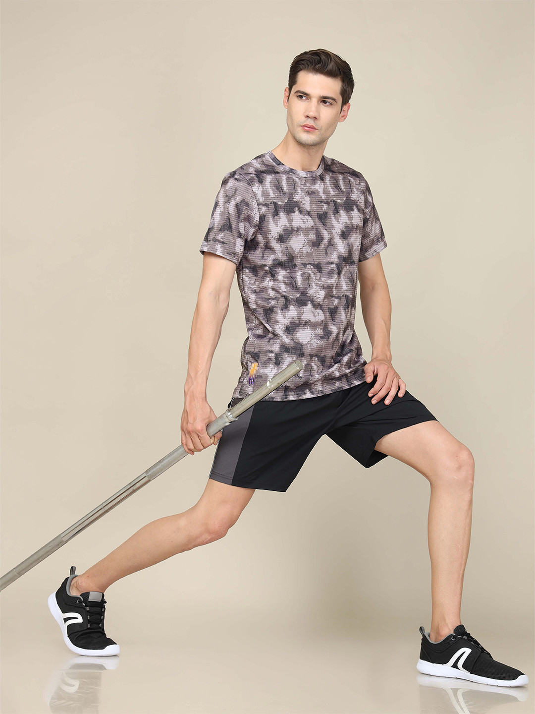 Technosport Abstract Printed Rapid Dry Stretchable Slim Fit Active T-shirt