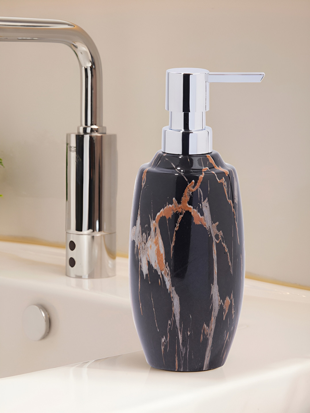 OBSESSIONS Brown & Black Abstract Polyresin Soap Dispenser