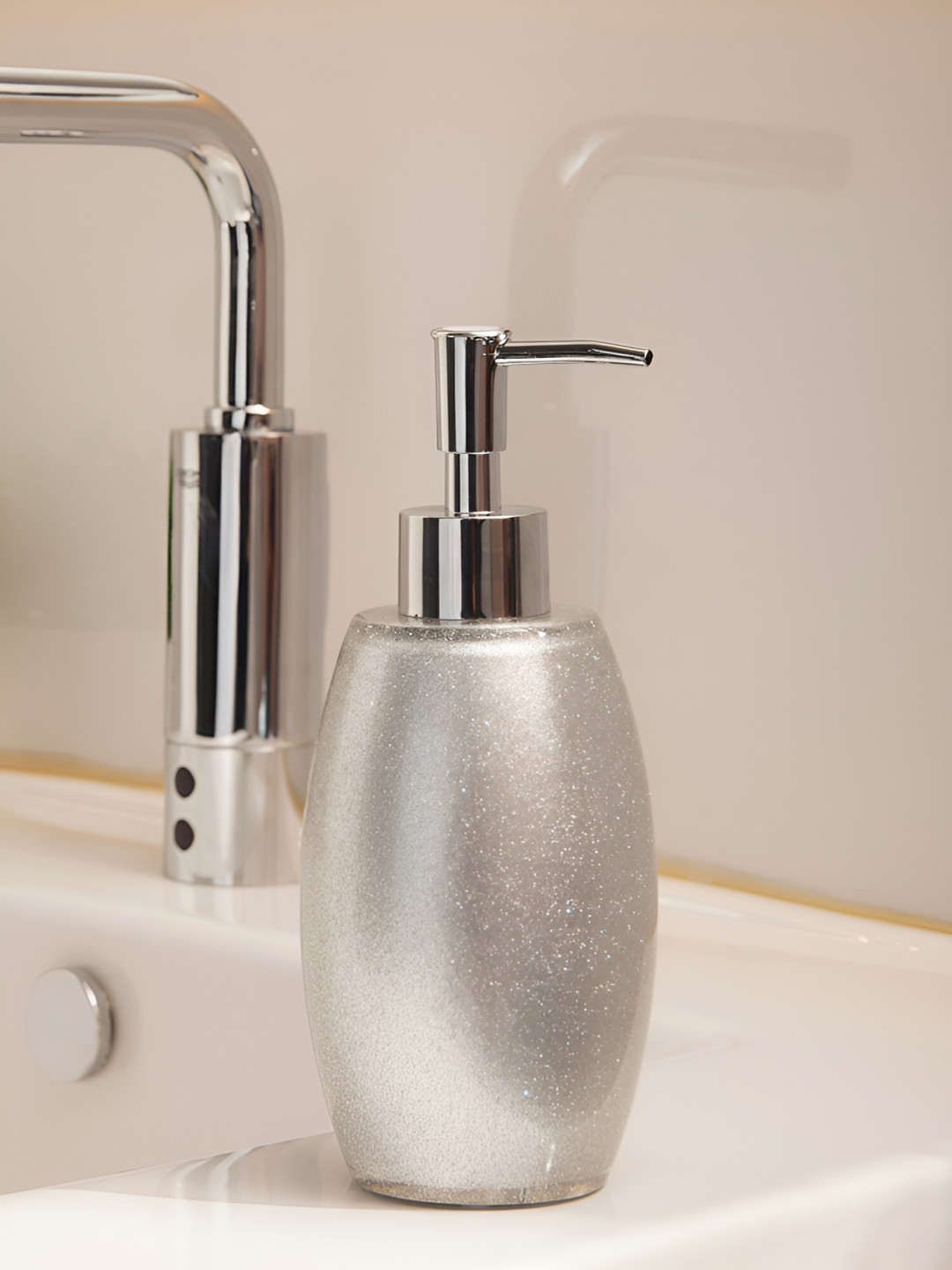 OBSESSIONS Silver-Toned Textured Polyresin Soap Dispenser