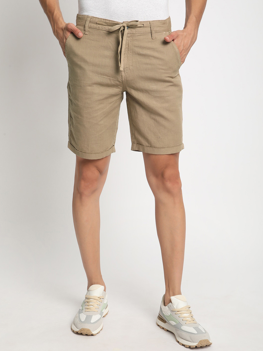 Roadster Men Slim Fit Cotton Linen Shorts