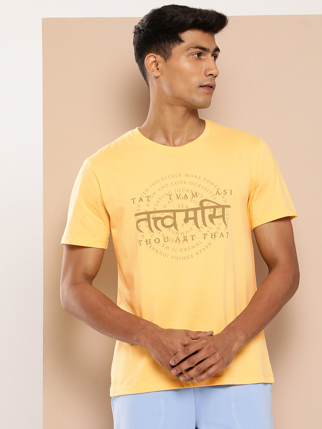 Alcis Men Typography Printed Dry Tech Slim Fit Yoga T-shirt