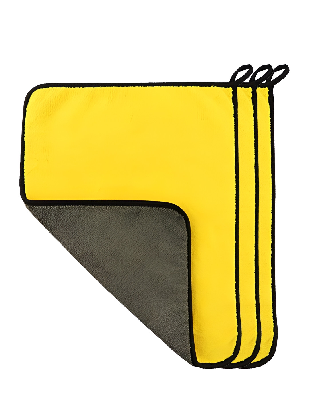 UniKart Yellow 3 Pieces Terry Cotton Soft Kitchen Towels