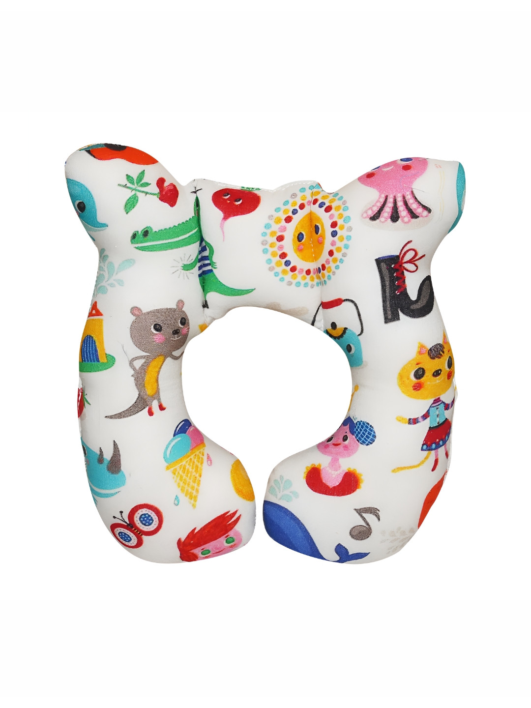 OSCAR HOME White Cartoon Characters Cotton Ultra Soft Fibre Baby Pillow-25 x 24 cm