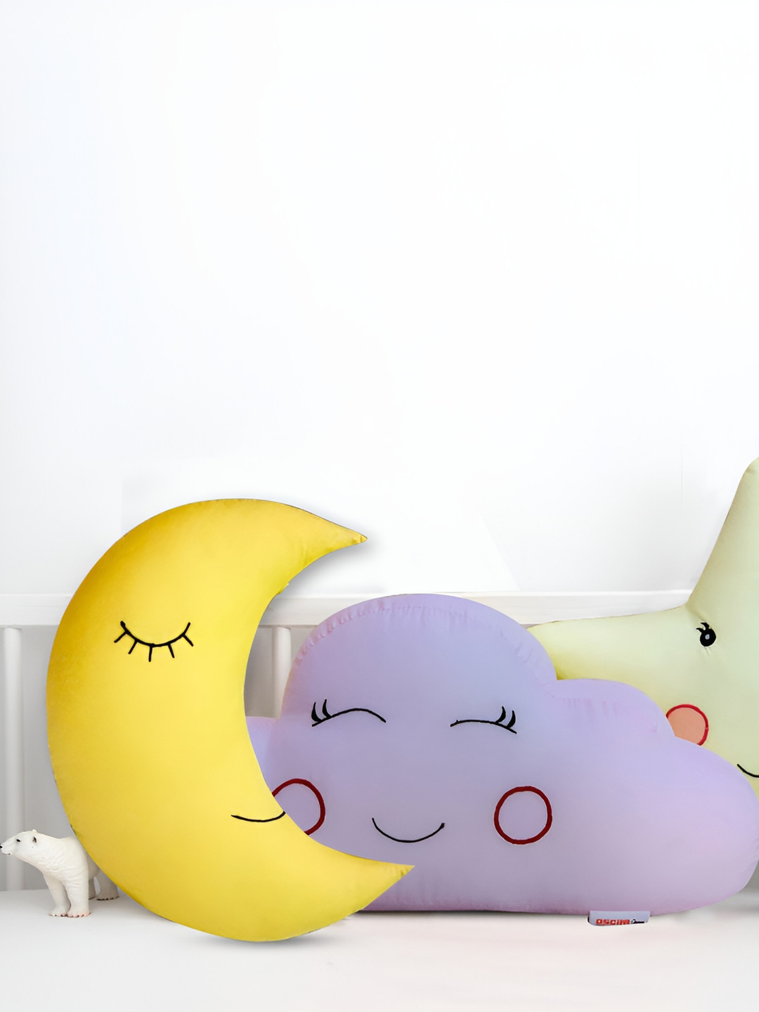 OSCAR HOME Yellow Solid Cotton Ultra Soft Set of 3 Ultra Soft Fibre Baby Pillow-38 x 23 x 23 cm