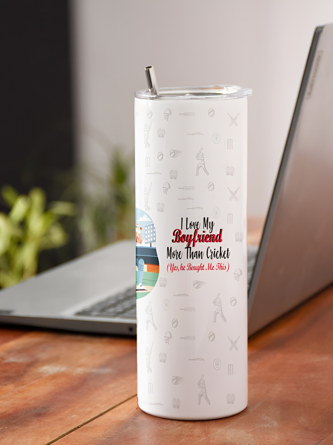 Indigifts White Typography Thermosteel Spill Proof Tumbler - 590ml