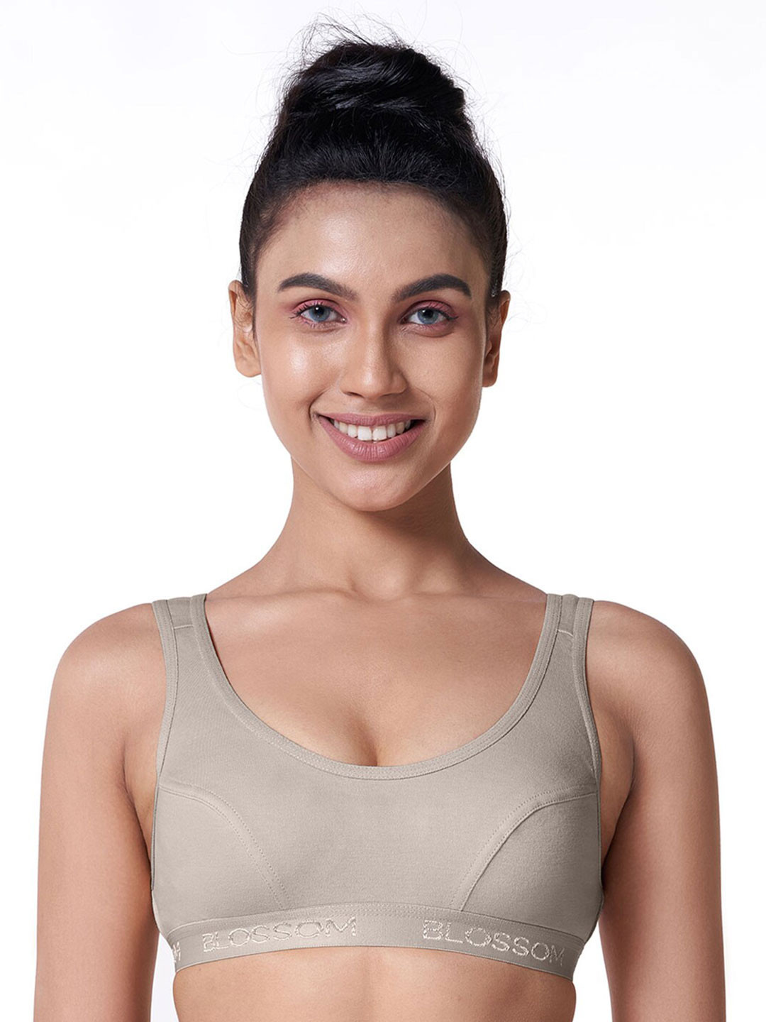 BLOSSOM Low Impact Single Layered Knitted Dry Fit Pure Cotton Slip On Sports Bra