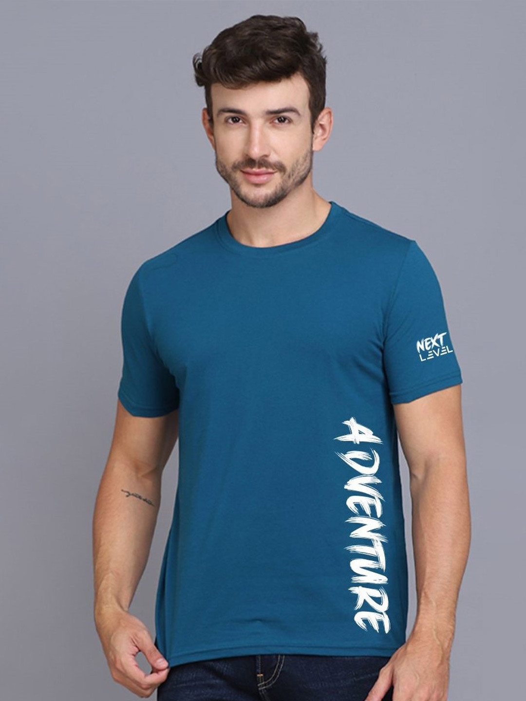 SLOWLORIS Typography Printed Bio-Wash Pure Cotton T-shirt