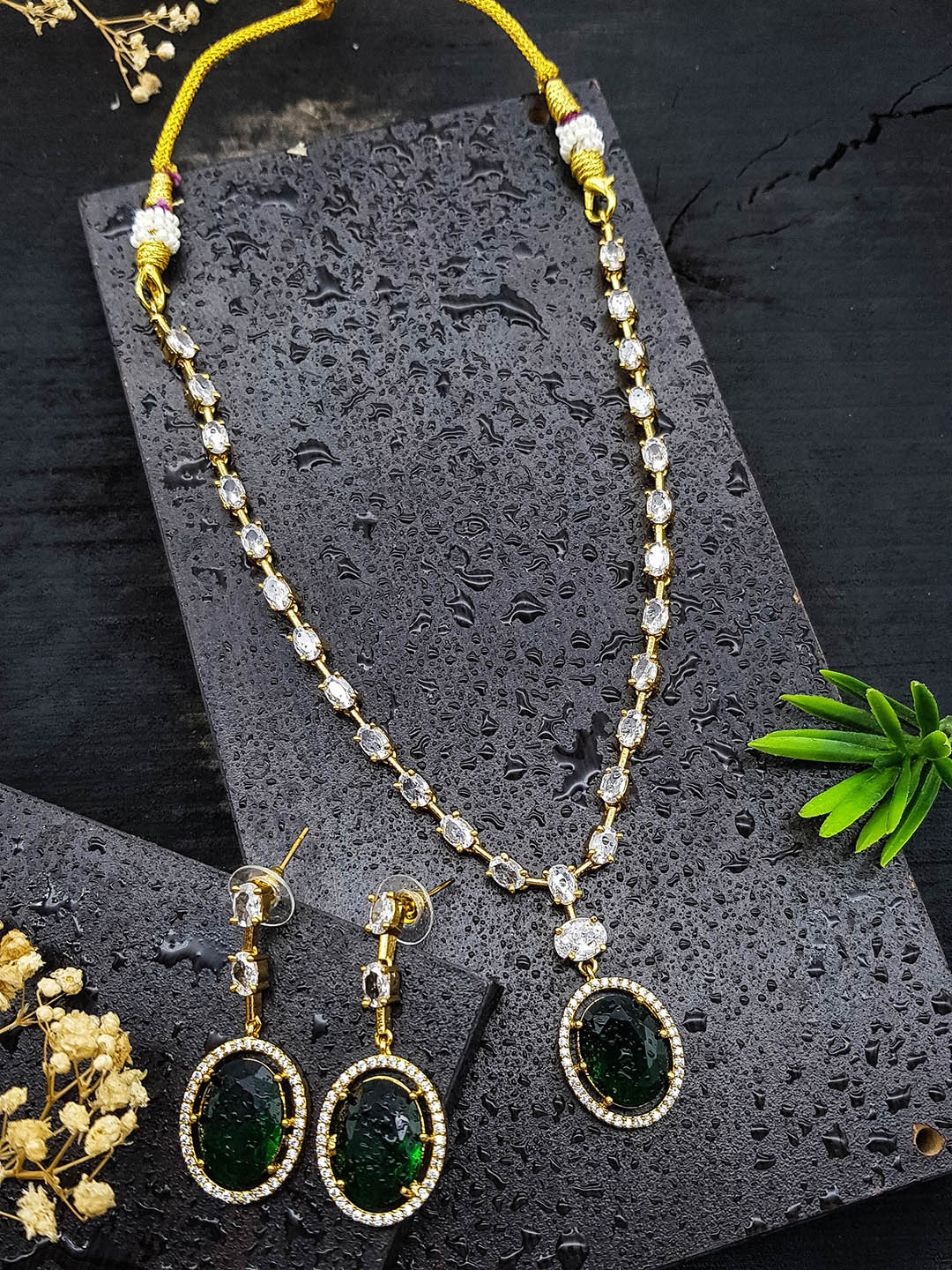 GRIIHAM Sayara Gold-Plated Cubic Zirconia-Studded Jewellery Set