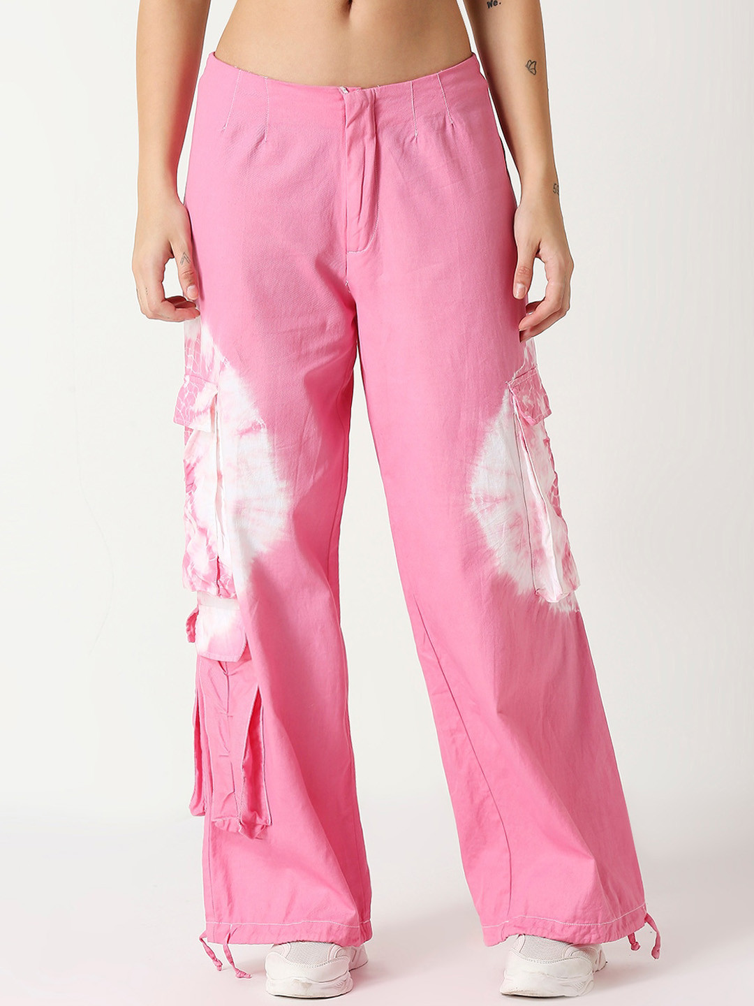 Remanika Women Smart Faded Cargo Styles Easy Wash Cotton Parallel Trousers