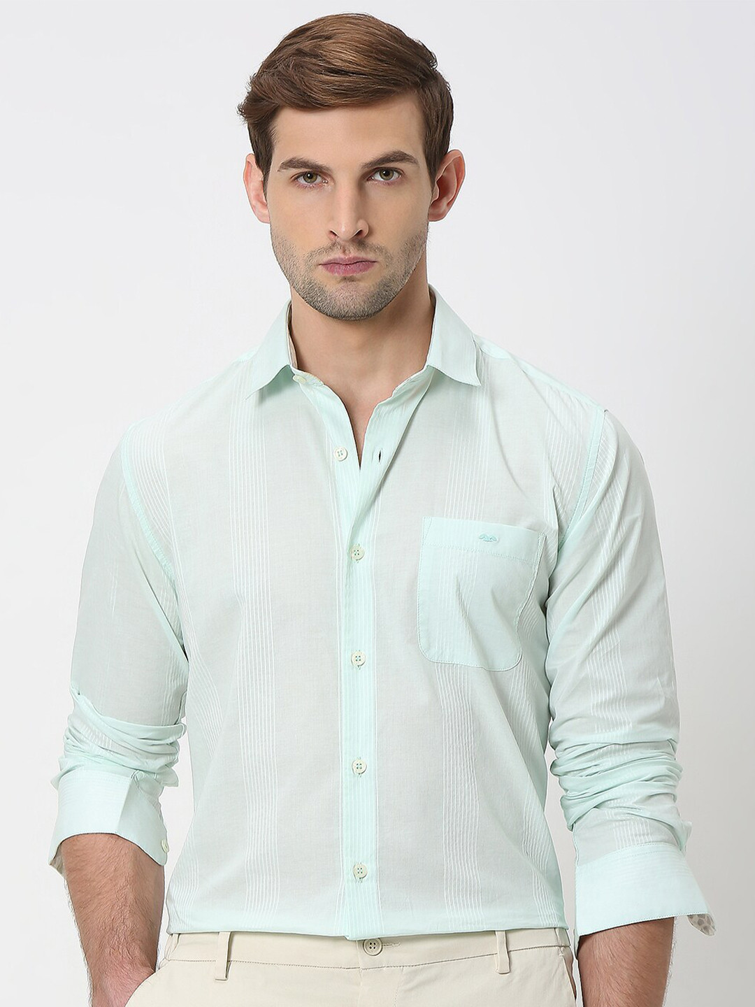 Mufti Spread Collar Slim Fit Formal Shirt