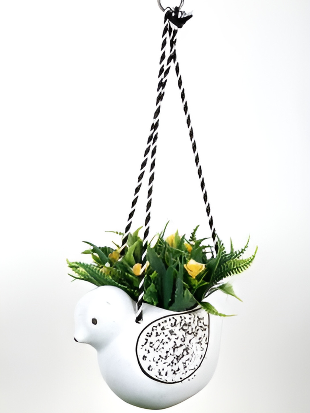 INDIA MEETS INDIA White Ceramic Hanging Planter