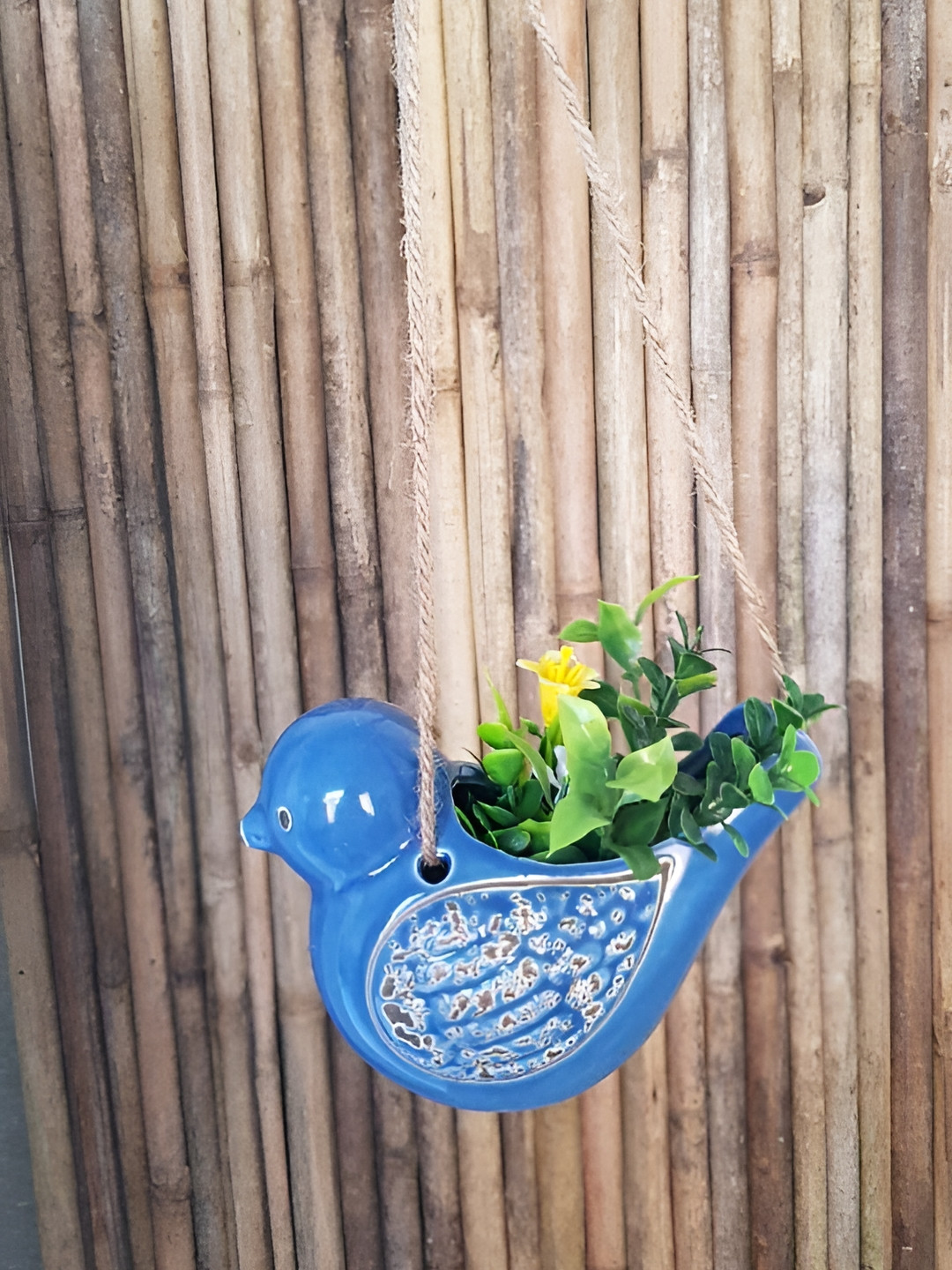 INDIA MEETS INDIA Blue Ceramic Hanging Planter