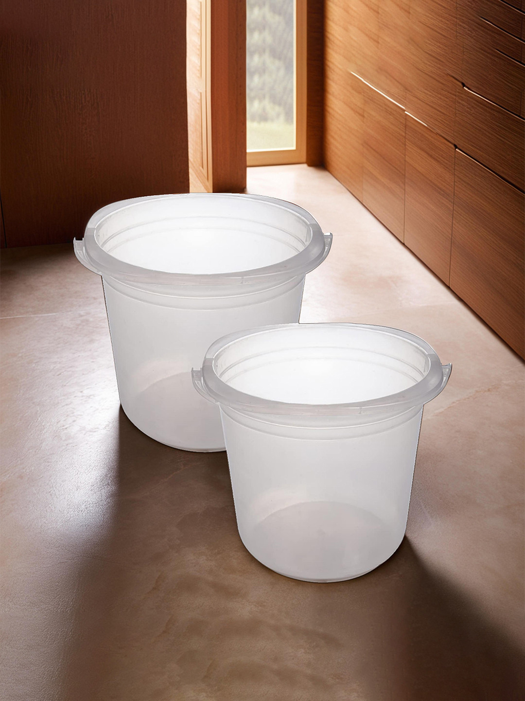 Kuber Industries Transparent 2 Pieces Unbreakable Bucket