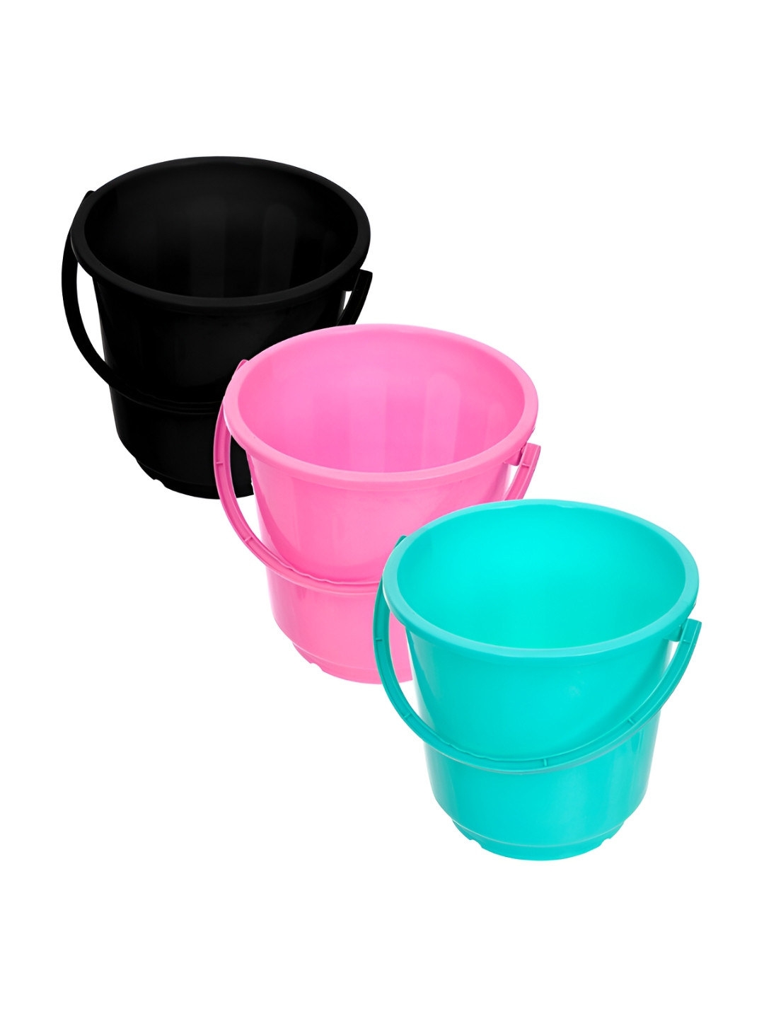 Kuber Industries Black & Pink 3 Pieces Unbreakable Bucket