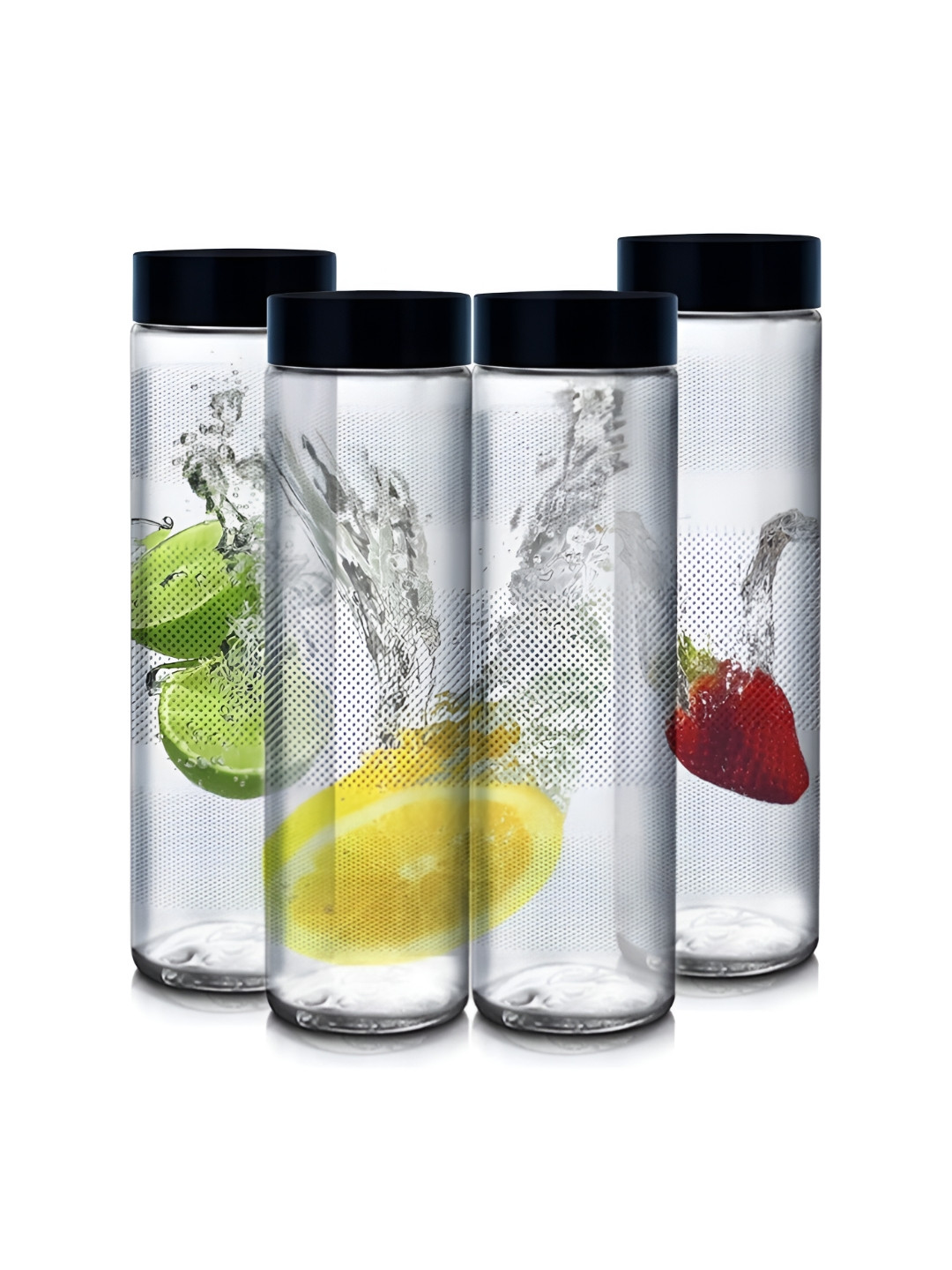 Tyche Enterprises Blue Glass Dishwasher Safe 4 Piece Screw Top Canister-750ml