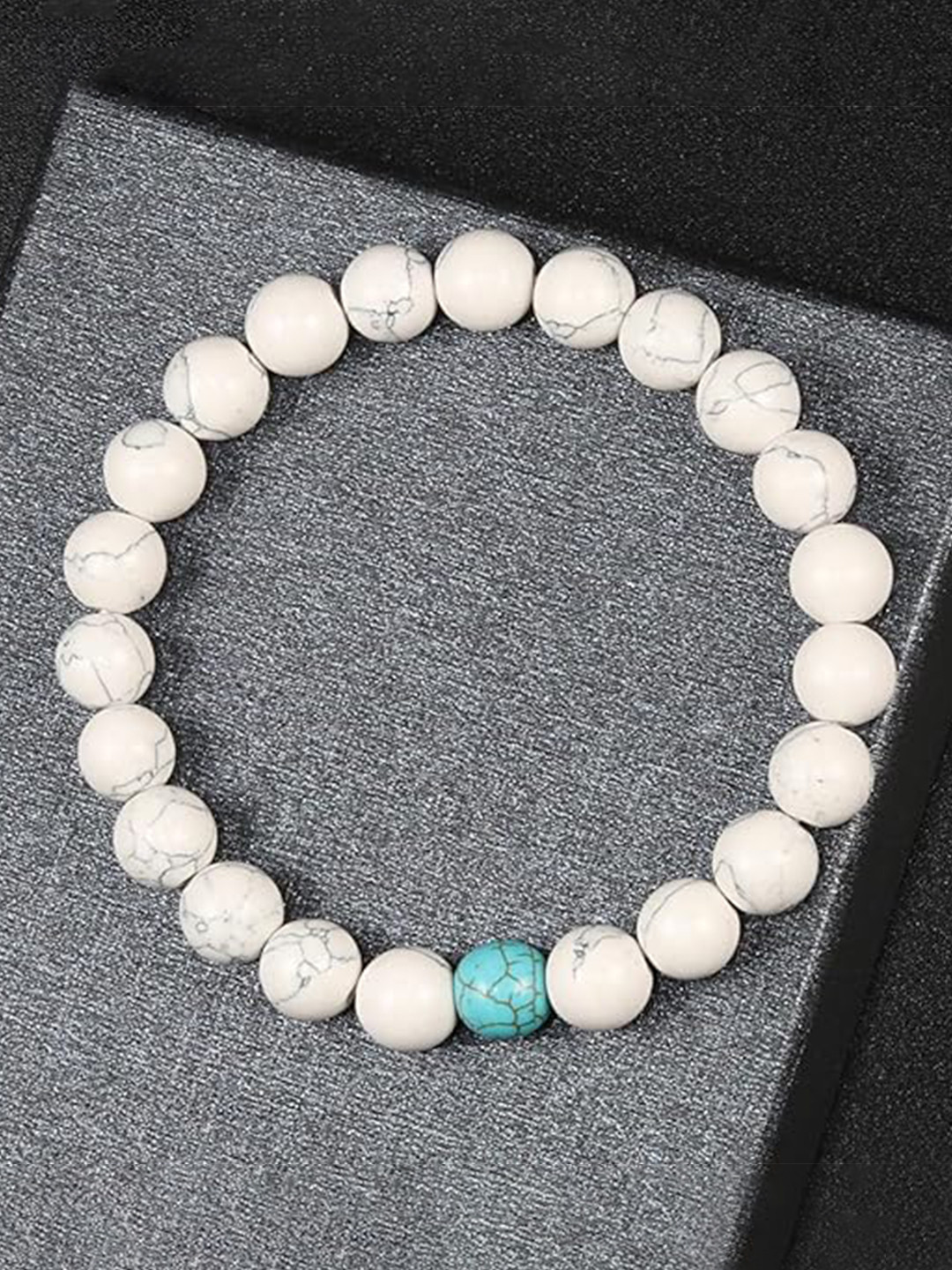 MEENAZ Unisex Set of 2 Silver-Plated Stainless Steel Beaded Bracelets