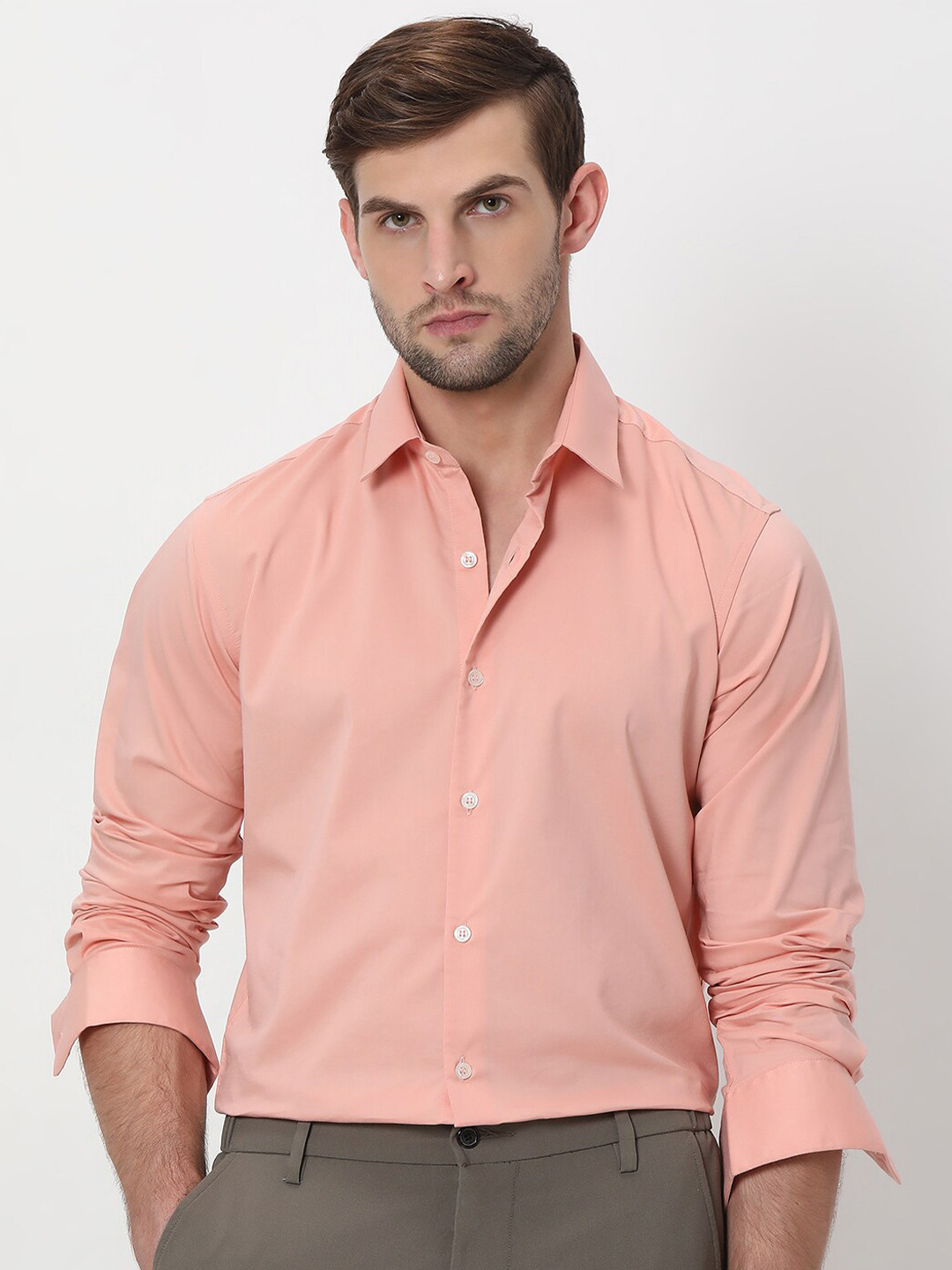Mufti Spread Collar Slim Fit Formal Shirt