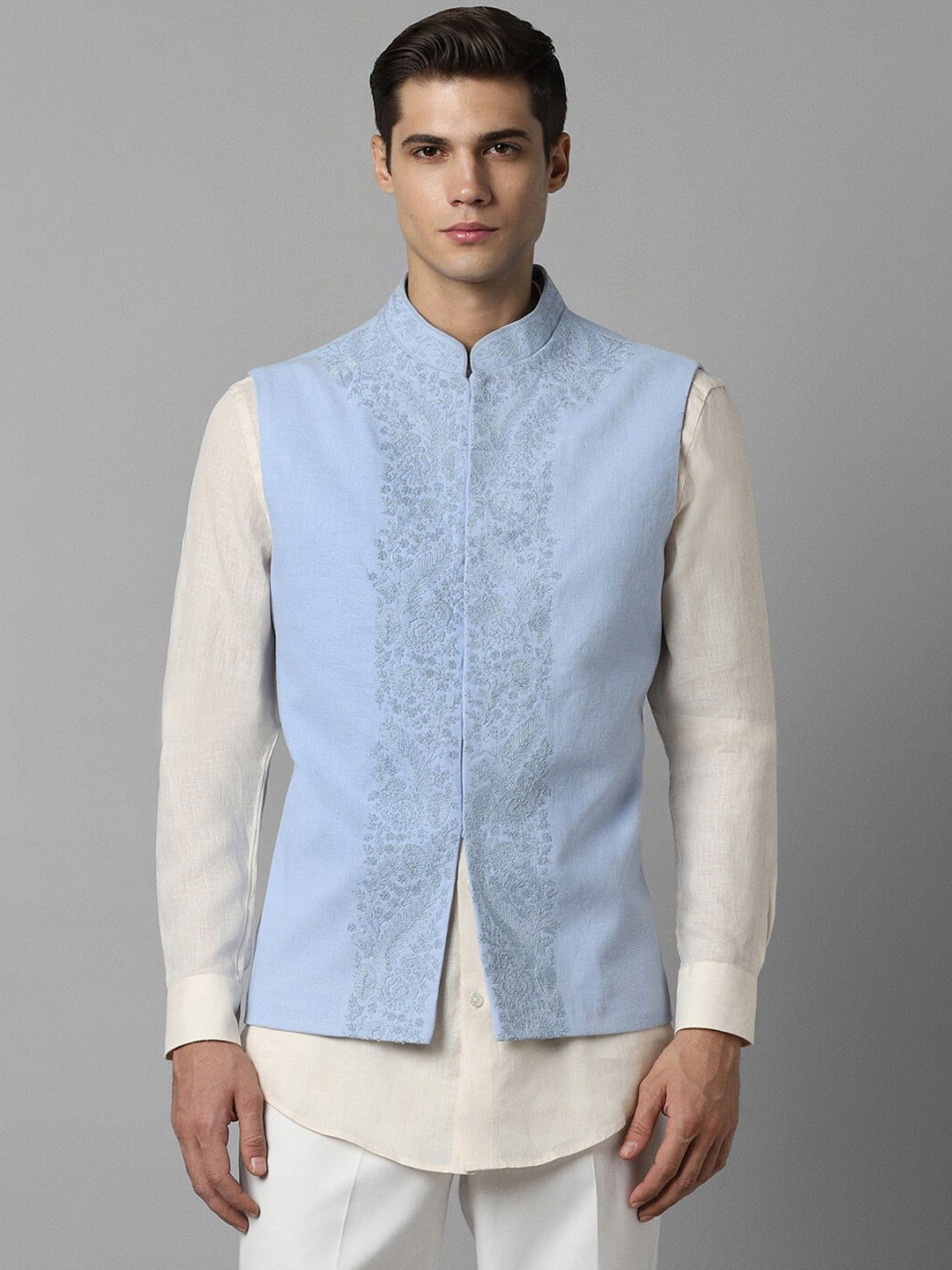 Louis Philippe Embroidered Slim-Fit Nehru Jacket & Shirt