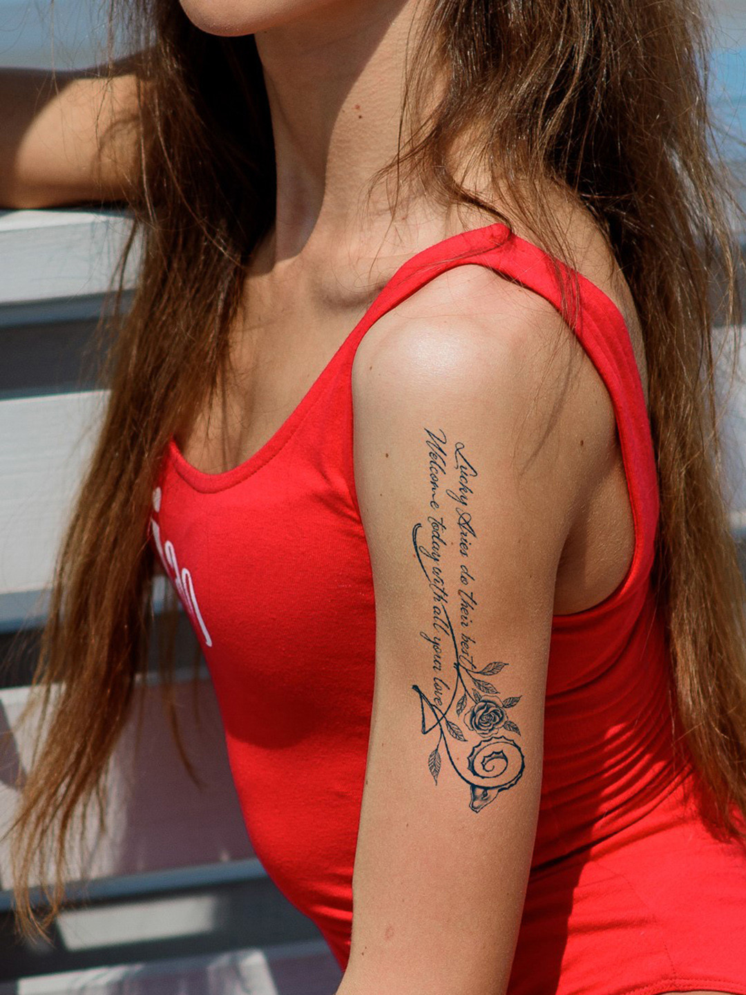 LICK Plant Base Semi Temporary Typography Matte Finish Body Tattoo - Navy Blue