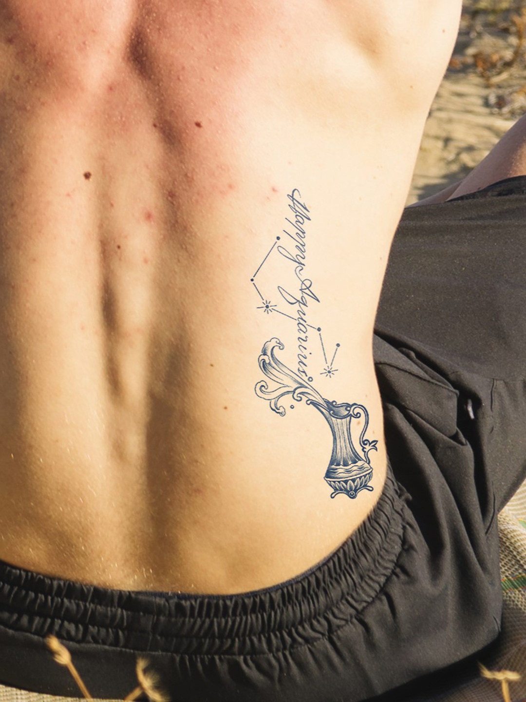 LICK Matte Finish Realistic Semi Temporary Body Tattoo - Happy Acquarius LK-830