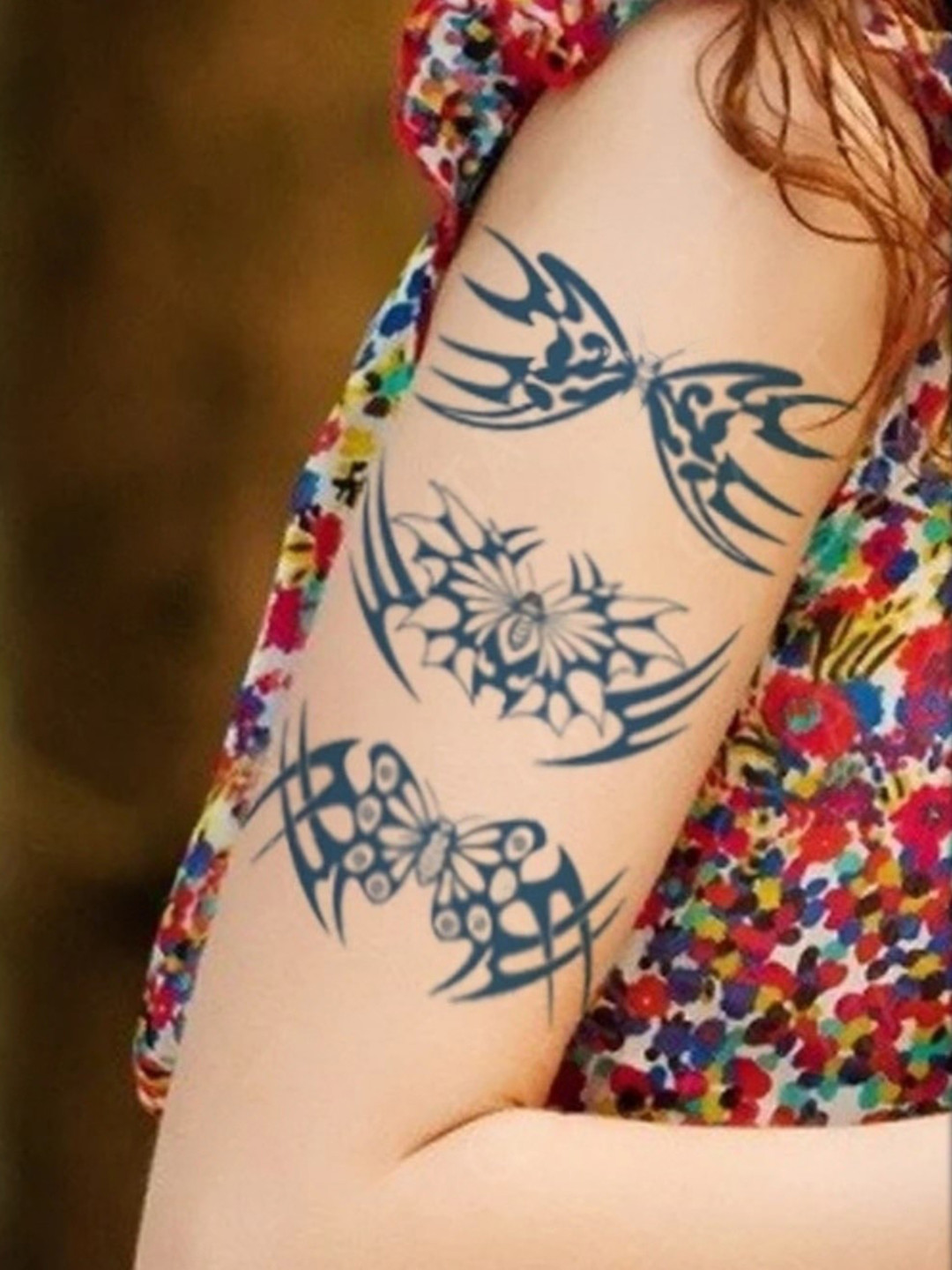 LICK Plant Base Semi Temporary Bees Matte Finish Body Tattoo - Navy Blue