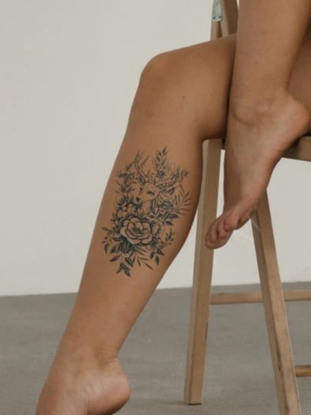 LICK Plant Base Semi Temporary Deer Matte Finish Body Tattoo - Navy Blue