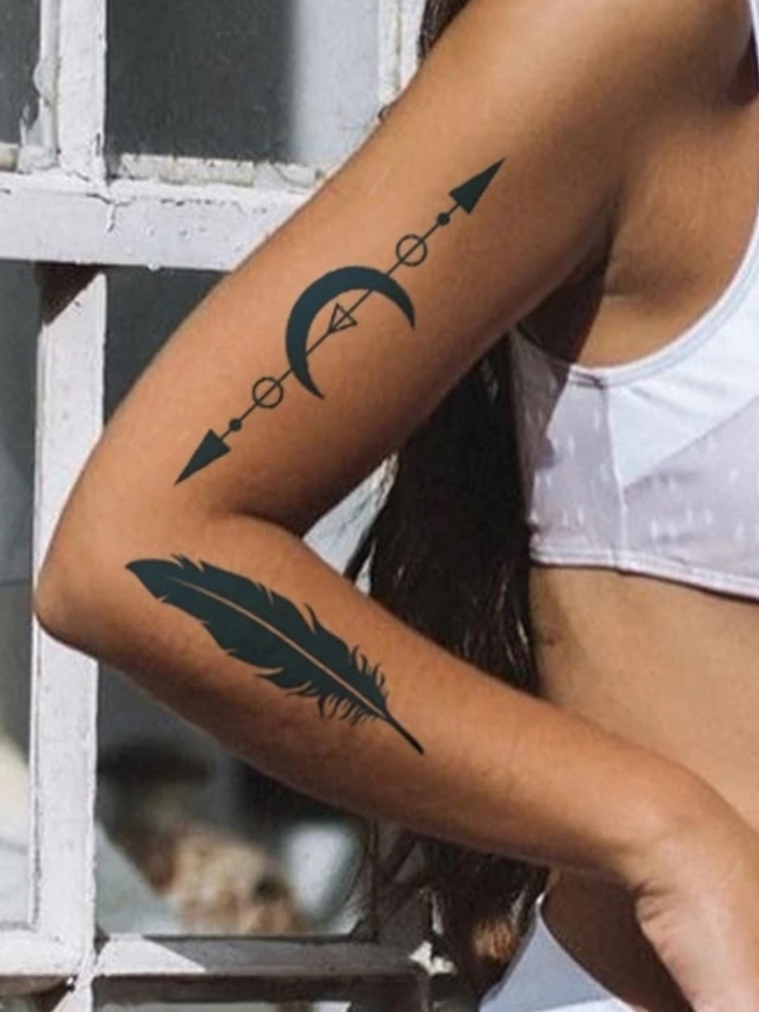 LICK Plant Base Semi Temporary Free Spirit Matte Finish Body Tattoo - Navy Blue