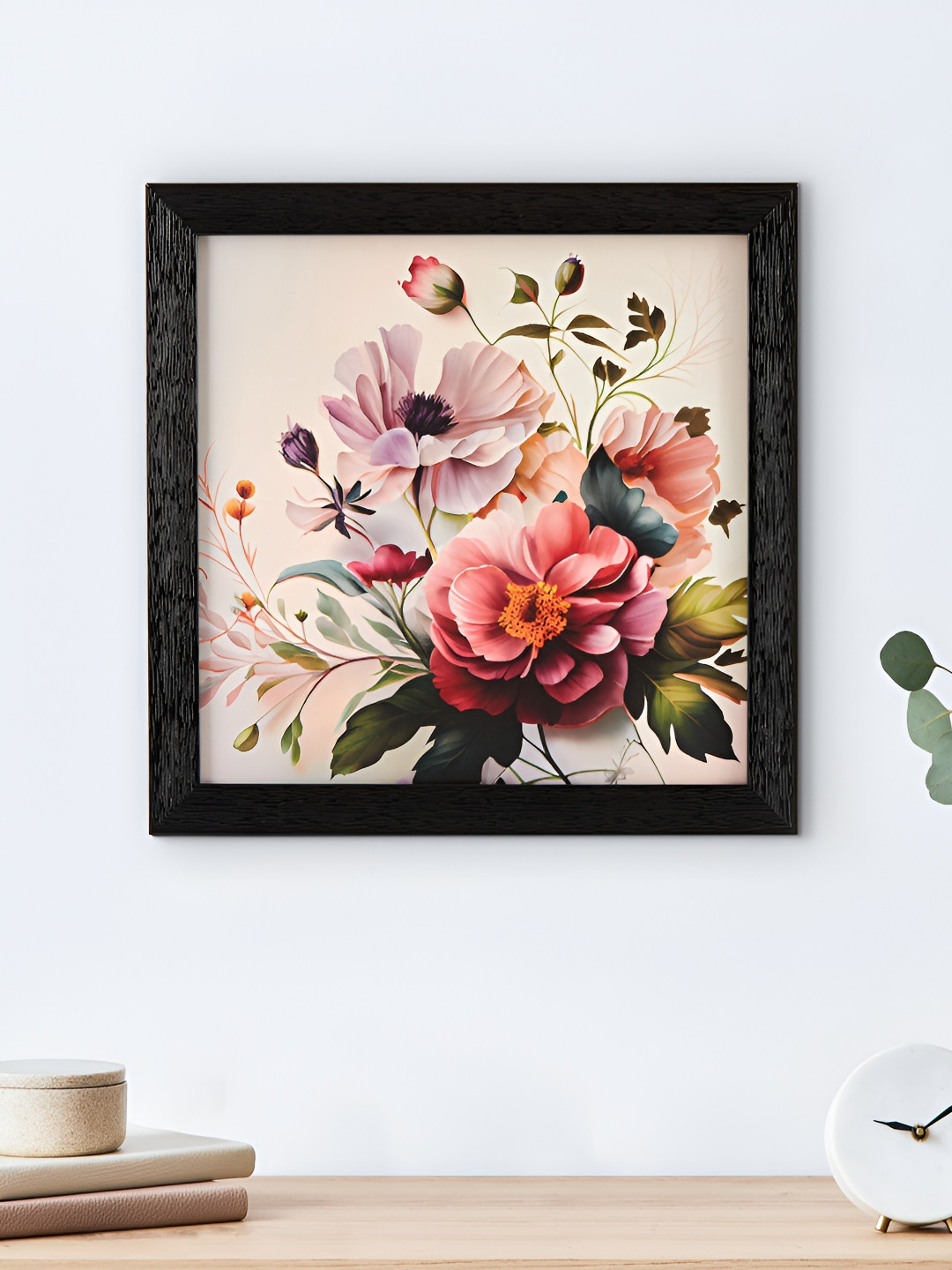Home Centre Corsica Aura Black & Pink Flower Wall Photo Frame
