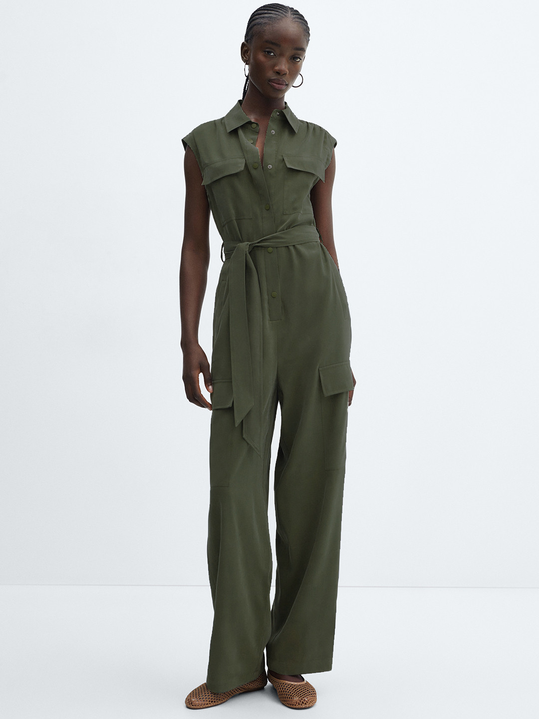 MANGO Culotte Jumpsuit with Belt