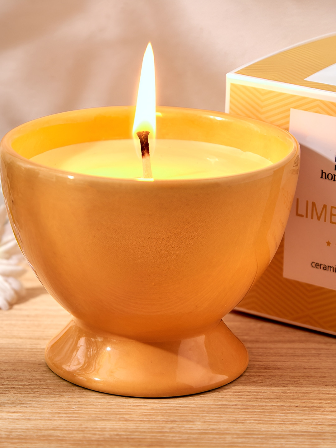 Home Centre Colour Refresh Scented 1 Wick Lemon Grass Solid Geometric Regular Jar Candles