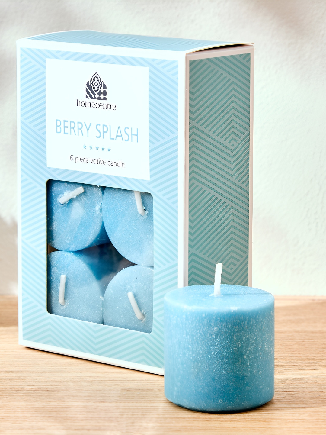 Home Centre Colour Refresh 6Pcs 1 Wick Blueberry Solid Round Regular Pillar Candles