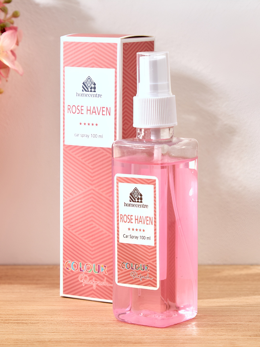 Home Centre Pink & Transparent Rose Car Spray 100ml