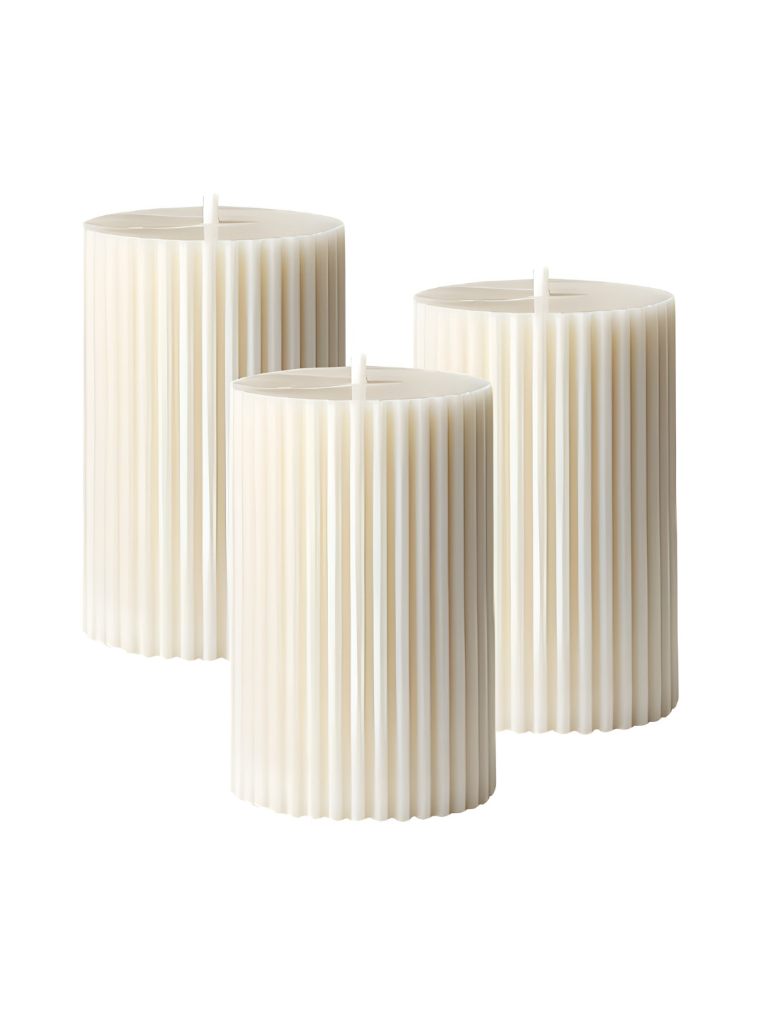 atorakushon Soy Wax 3Pcs Scented 1 Wick Vanilla Solid Geometric Regular Pillar Candles