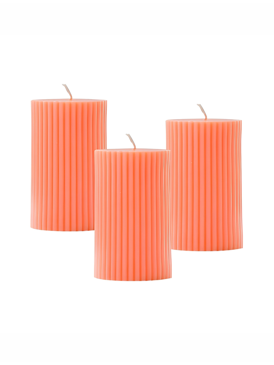 atorakushon Soy Wax 3Pcs Scented 1 Wick Orange Solid Geometric Regular Pillar Candles