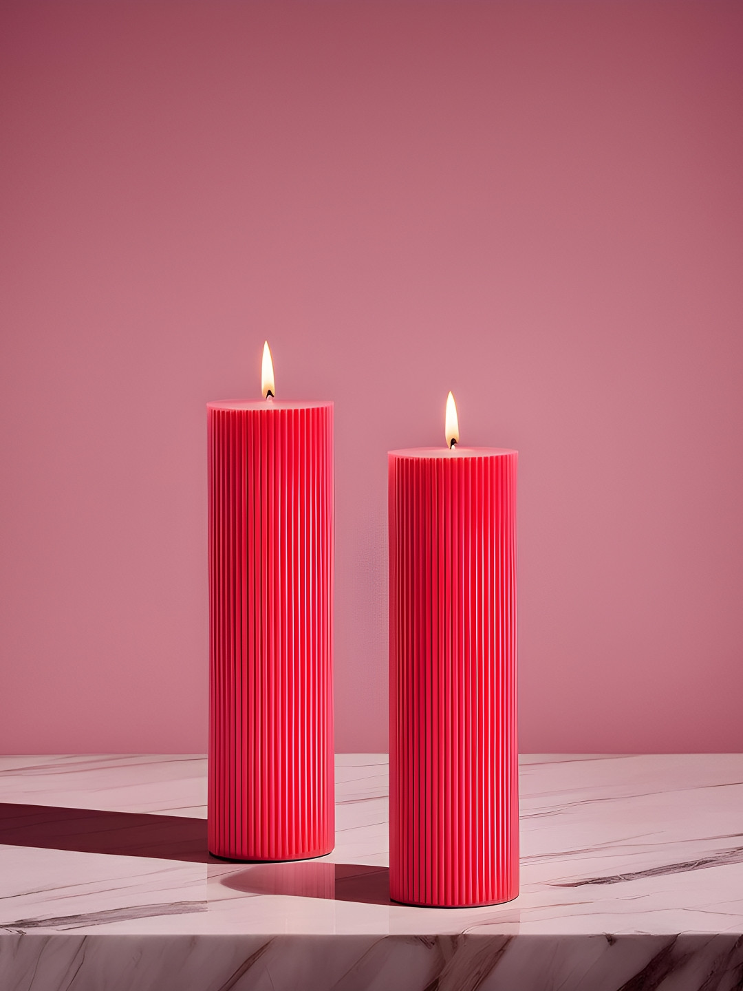 atorakushon Soy Wax 2Pcs Scented 1 Wick Rose Solid Geometric Regular Pillar Candles