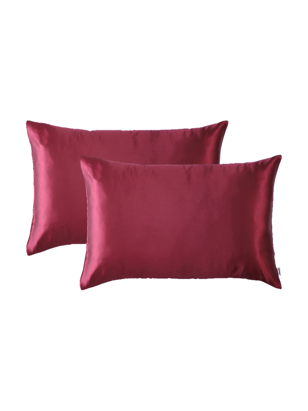 Home Burgundy 2 Pieces Satin Rectangle Pillow Covers
