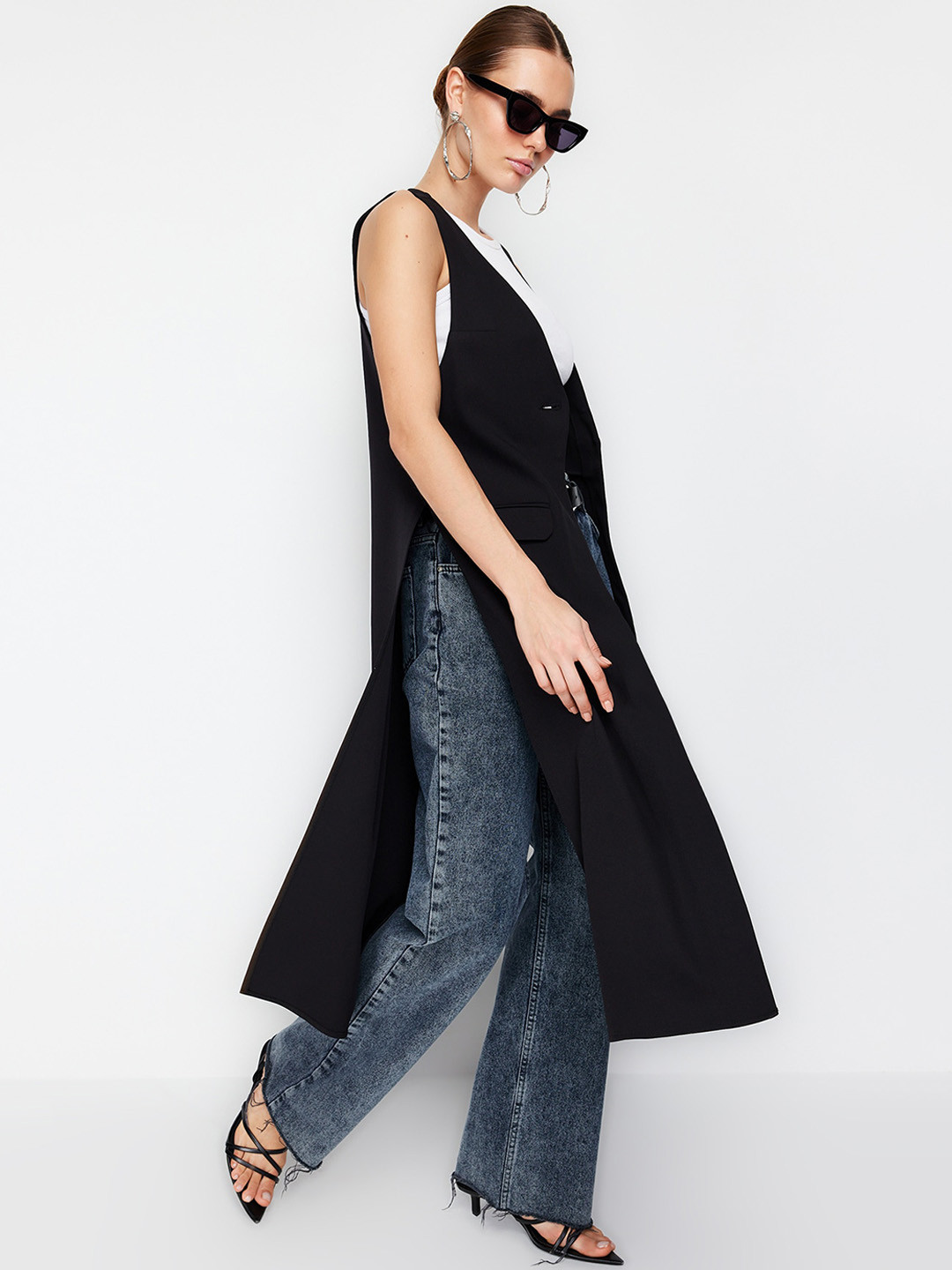 Trendyol Longline Sleeveless Open Front Jacket