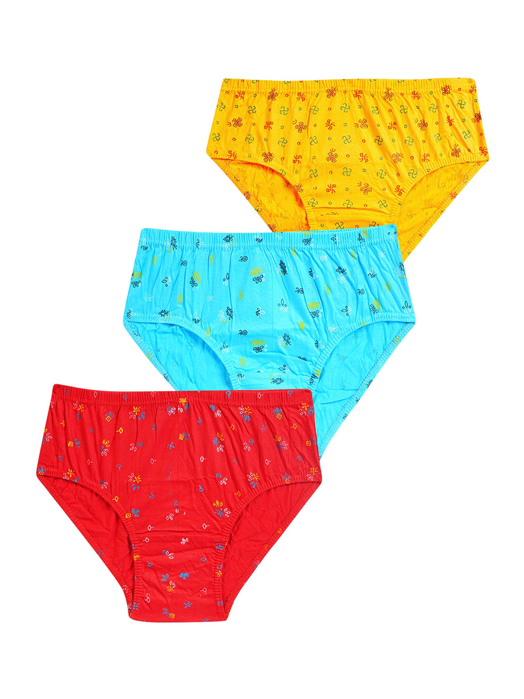 YELLOWDELIGHT Pack of 3 Printed Cotton Inner-Elastic  Briefs YD 613 Kiruthika (w) jetty S