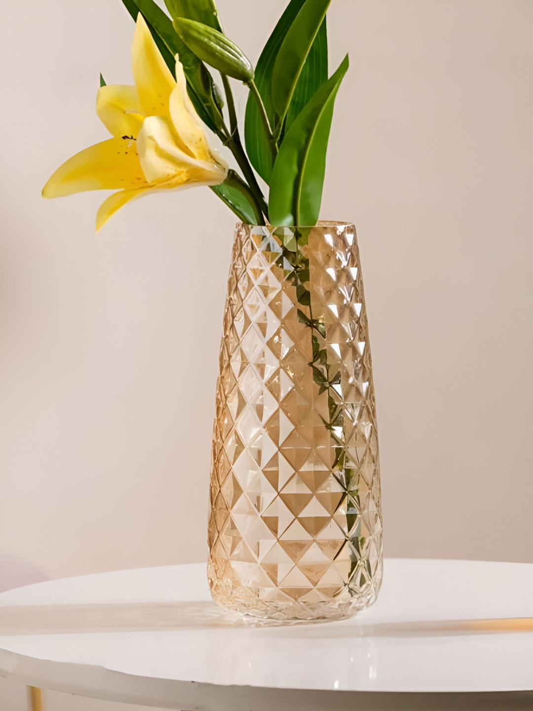 BS AMOR Transparent Textured Glass Flower Vase