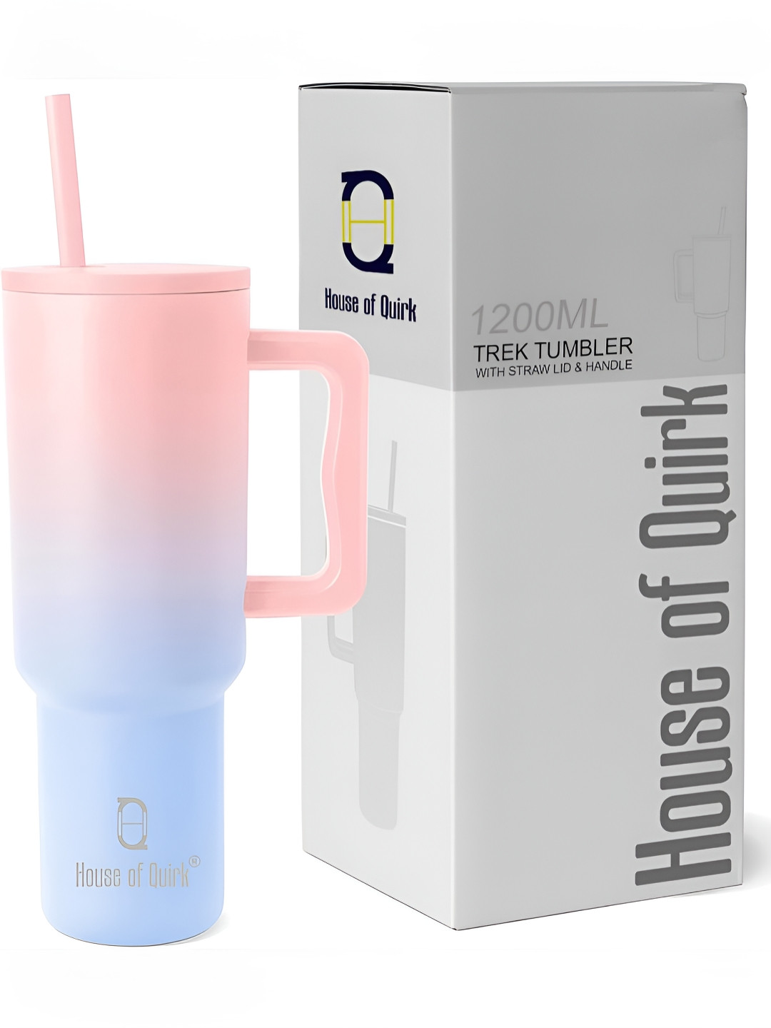 HOUSE OF QUIRK Pink & Blue Printed Stainless Steel Glossy Mug