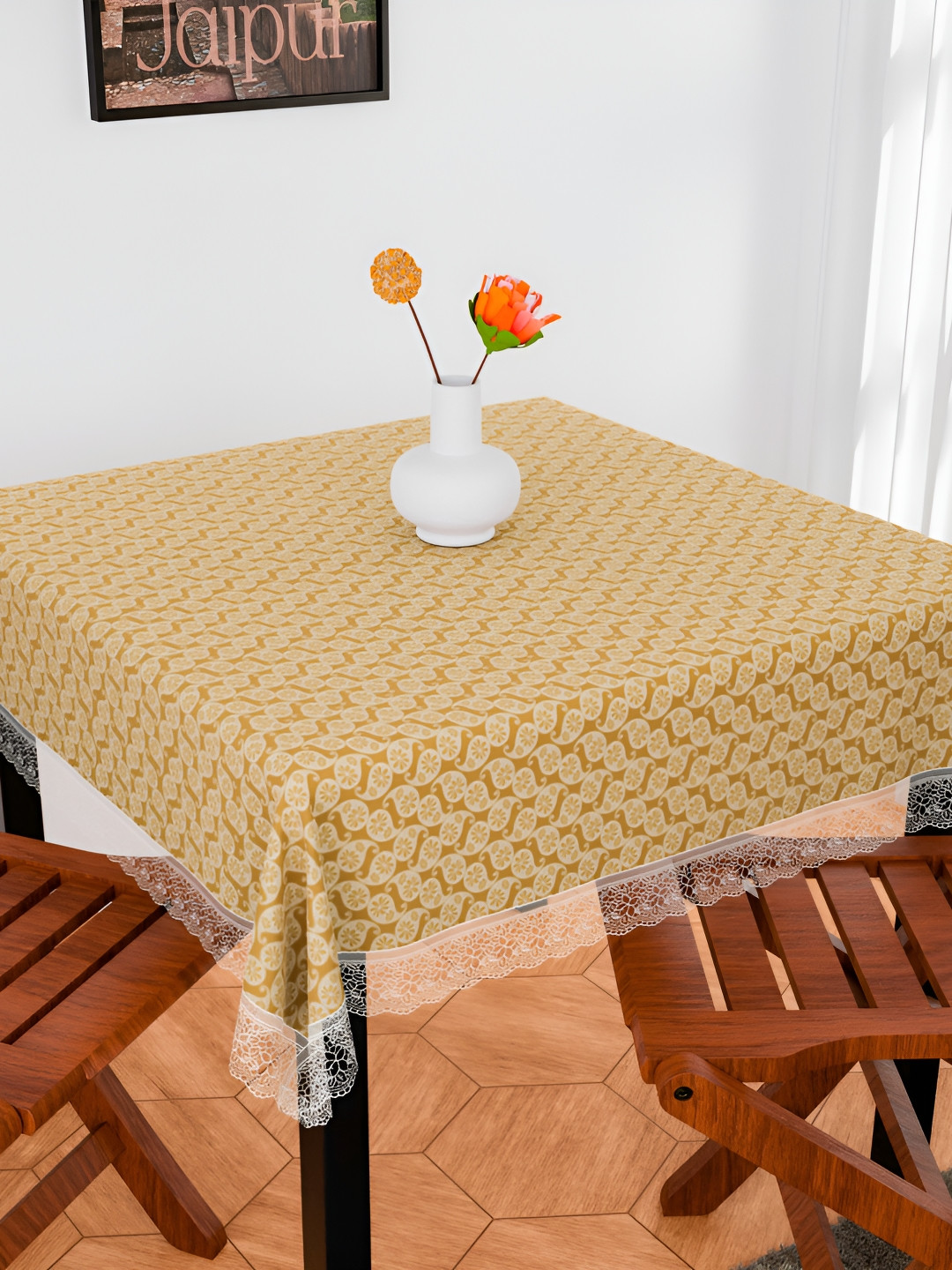 Kuber Industries Beige Waterproof 4-Seater Table Cover