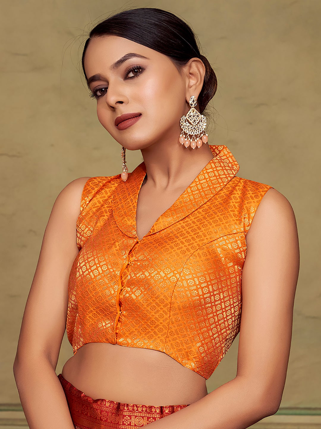 Vardha Brocade Collar Neck Padded Saree Blouse